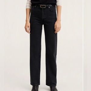 Mango High-waist black straight jeans
